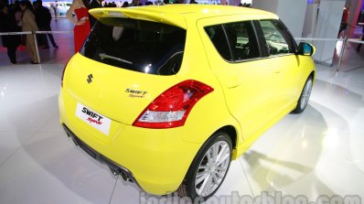 Suzuki Swift Sport rear three quarters right at Auto Expo 2014