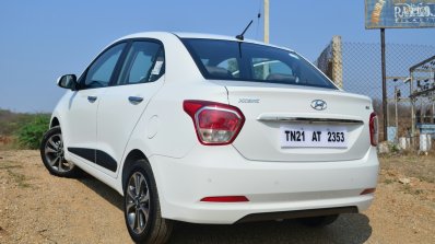 Hyundai Xcent Review rear quarter view