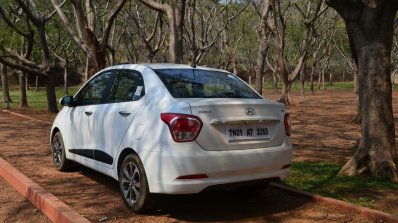 Hyundai Xcent Review rear shot three quarter