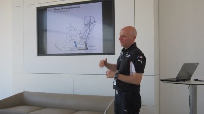 Instructor Lars talking about seating positions BMW Driving Academy, Maisach
