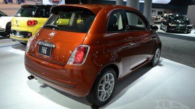 2015 Fiat 500 rear three quarters at the 2014 New York Auto Show