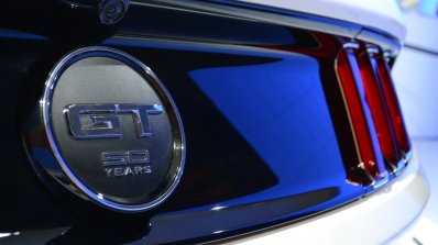 Ford Mustang 50 year limited edition badge rear at the 2014 New York Auto Show