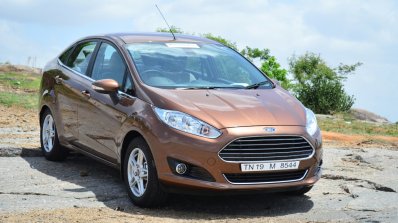 2014 Ford Fiesta Facelift Review Golden Brown front quarter