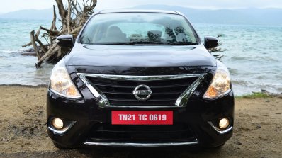 2014 Nissan Sunny facelift diesel review front with lights