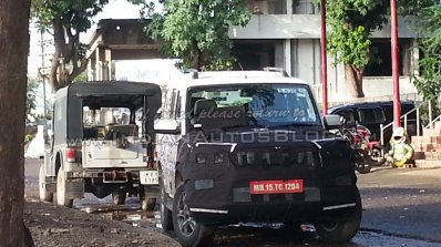 Mahindra Scorpio facelift spied front