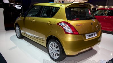 Suzuki Swift facelift rear three quarters at the 2014 Moscow Motor Show