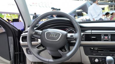 Audi A6 facelift steering wheel at the 2014 Paris Motor Show
