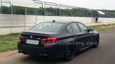 BMW M5 facelift rear three quarters in India