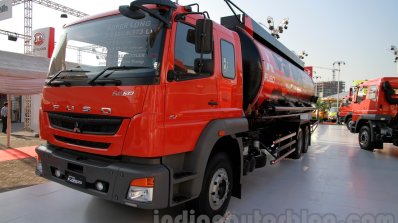 FUSO FJ 2523R 6×2 Heavy tanker front three quarters at the 2014 Indonesia International Motor Show