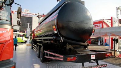 FUSO FJ 2523R 6×2 Heavy tanker rear three quarters left at the 2014 Indonesia International Motor Show