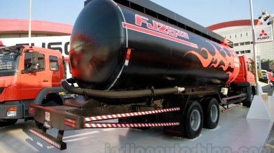 FUSO FJ 2523R 6×2 Heavy tanker rear three quarters right at the 2014 Indonesia International Motor Show