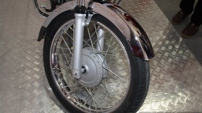 Hero Splendor Pro Classic front wheel at the 2014 Nepal Motor Show