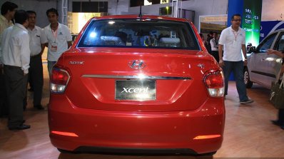 Hyundai Xcent rear at the 2014 Nepal Auto Show