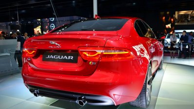 Jaguar XE S rear three quarters right at the 2014 Paris Motor Show