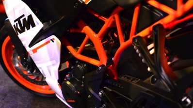 KTM RC390 engine compartment at the Indian launch