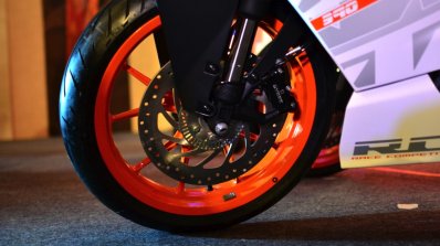 KTM RC390 front wheel at the Indian launch
