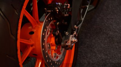 KTM RC390 rear disc brake close up at the Indian launch