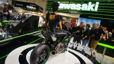 Kawasaki Ninja H2R rear three quarters right at INTERMOT 2014