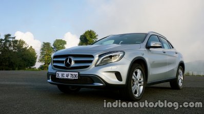 Mercedes GLA front three quarter on the review