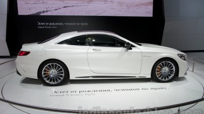 Mercedes S65 AMG Coupe side view at Moscow Motor Show 2014