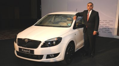 Mr. Sudhir Rao, Chairman and Managing Director - SKODA Auto India - launching the Skoda Rapid with 7-Speed Automatic DSG Transmission