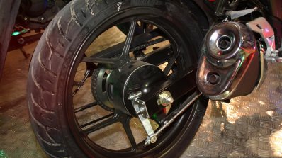 Suzuki Gixxer rear wheel at the 2014 Nepal Auto Show
