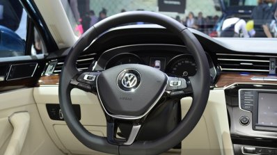 2015 VW Passat steering wheel at the 2014 Paris Motor Show