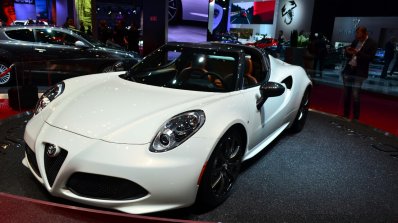 Alfa Romeo 4C Spider Preview Version front three quarter angle at the 2014 Paris Motor Show