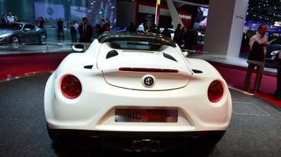 Alfa Romeo 4C Spider Preview Version rear at the 2014 Paris Motor Show