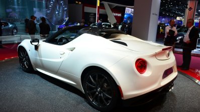 Alfa Romeo 4C Spider Preview Version rear three quarters at the 2014 Paris Motor Show