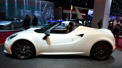 Alfa Romeo 4C Spider Preview Version side at the 2014 Paris Motor Show