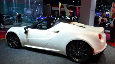 Alfa Romeo 4C Spider Preview Version side view at the 2014 Paris Motor Show