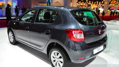 Dacia Sandero Black Touch rear three quarters at the 2014 Paris Motor Show