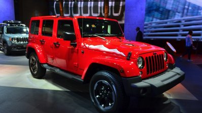 Jeep Wrangler Unlimited X front three quarters at the Paris Motor Show 2014