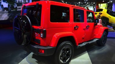 Jeep Wrangler Unlimited X rear three quarters at the Paris Motor Show 2014