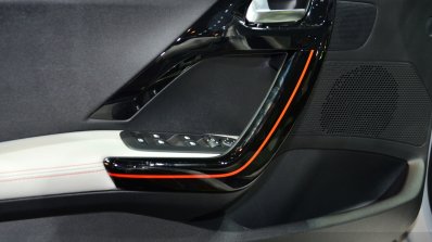 Peugeot 208 Roland Garros Edition interior door handle at the 2014 Paris Motor Show