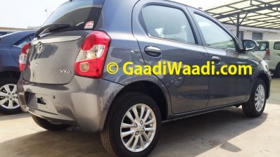 Spied Toyota Etios Liva facelift rear quarter