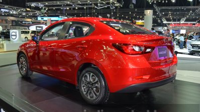 Mazda2 Sedan rear three quarters left