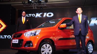 Mr RS Kalsi, Executive Director, Marketing and Sales, Maruti Suzuki with Mr Kenichi Ayukawa, MD and CEO, Maruti Suzuki at the Alto K10 launch