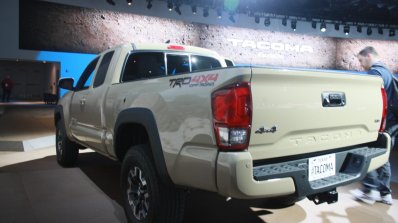 2016 Toyota Tacoma rear three quarter at the 2015 Detroit Auto Show