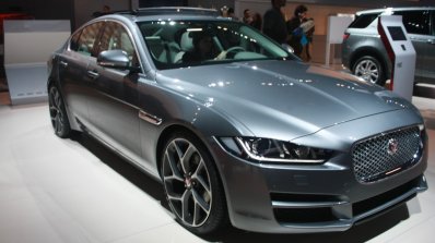 Jaguar XE front three quarter at 2015 Detroit Auto Show