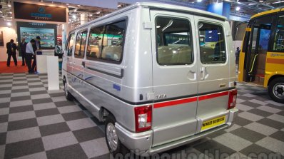 Tata Winger DICOR BS4 rear three quarters at the Bus and Special Vehicle Show 2015