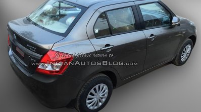 (2015) Maruti Dzire facelift rear three quarters right spotted at dealer yard