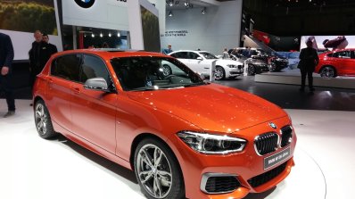 2015 BMW 1 series front three quarter view at 2015 Geneva Motow Show