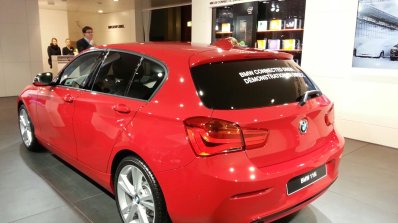 2015 BMW 116i rear three quarter view at 2015 Geneva Motow Show