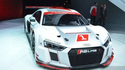 2016 Audi R8 V10 LMS front three quarter view at 2015 Geneva Motor Show