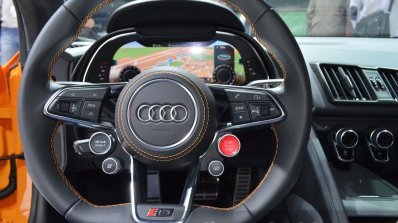 2016 Audi R8 V10 Plus steering wheel at 2015 Geneva Motor Show