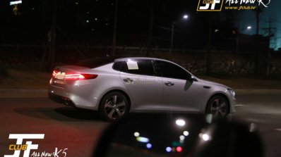2016 Kia Optima spy shot rear three quarters right