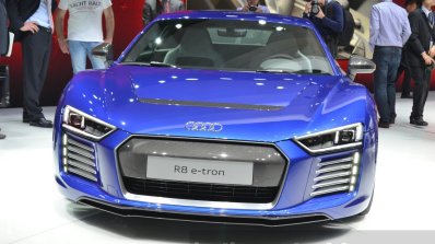Audi R8 E-tron front view at 2015 Geneva Motor Show
