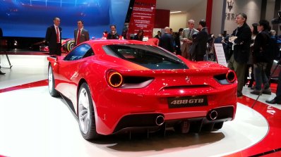 Ferrari 488 GTB rear three quarter angle at the 2015 Geneva Motor Show